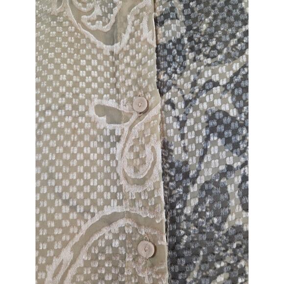 Meadow Rue Anthropologie Champagne Beige Sheer Floral Button Back Shirt, Medium - Picture 10 of 12